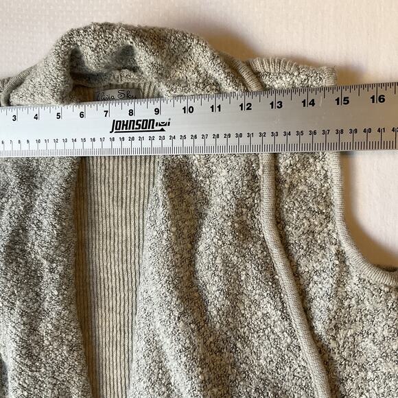 Olivia Sky Women Vest M Gray Acrylic Wool Zipper Pockets Sleeveless Open Front - Picture 4 of 10